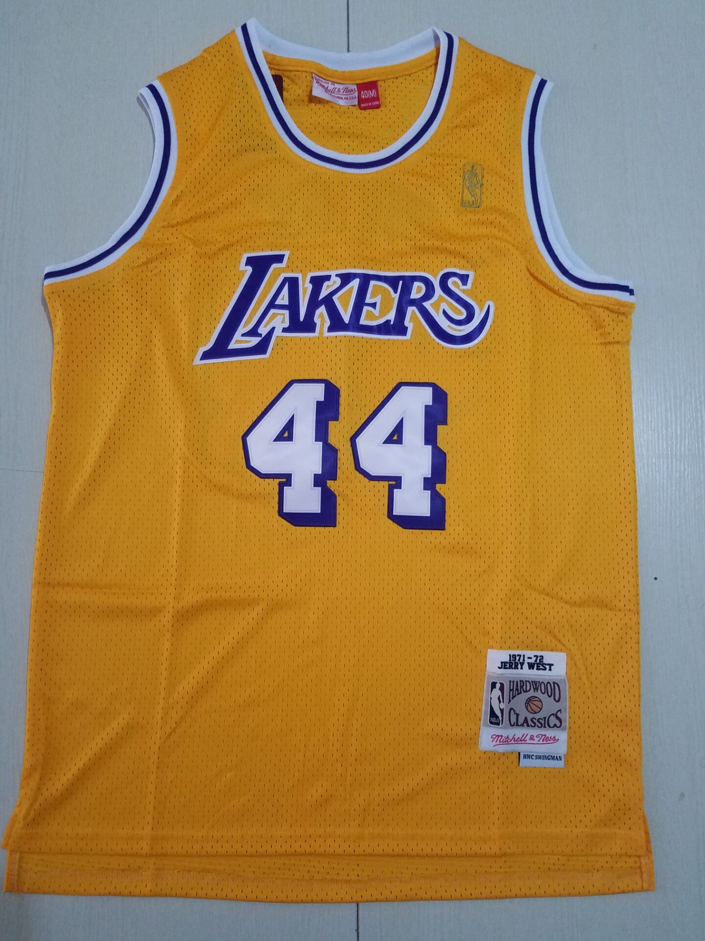 Men Los Angeles Lakers #44 West Yellow Throwback NBA Jerseys